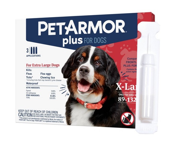 PetArmor Plus Flea and Tick Topical Treatment for Dogs - 89-132lbs - 3 Month Supply