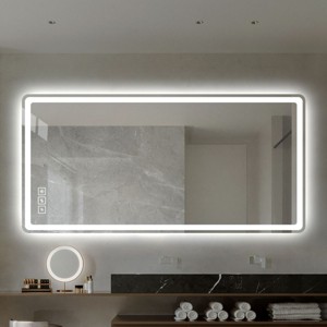 Bathroom Vanity Mirror,Rounded Square Mirror Frameless Bathroom Wall Mirror Anti-Fog Waterproof-The Pop Home - 1 of 4