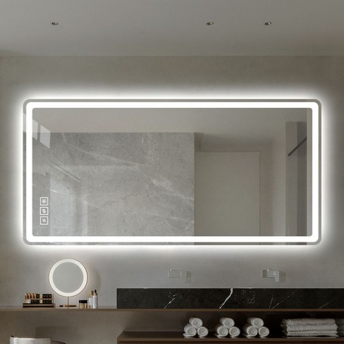 Bathroom Vanity Mirror,Rounded Square Mirror Frameless Bathroom Wall Mirror Anti-Fog Waterproof-The Pop Home - image 1 of 4