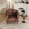 Classic Tufted Leather Club Chair with Wheels and Padded Arms - 4 of 4