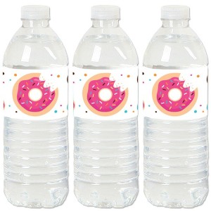 Big Dot of Happiness Donut Worry, Let's Party - Doughnut Party Water Bottle Sticker Labels - Set of 20 - 1 of 4