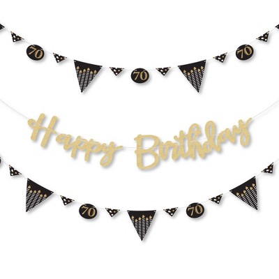 Big Dot of Happiness Adult 70th Birthday - Gold - Birthday Party Letter Banner Decor - 36 Cutouts & No-Mess Real Gold Glitter Happy Birthday Letters