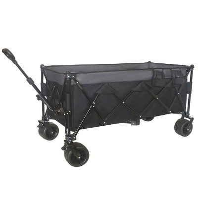 SKRAN Heavy-Duty Foldable Utility Wagon with 7" All-Terrain Wheels,480lbs Capacity,Stable Frame,Space-Saving Fold ,for Camping,Beach,Shopping