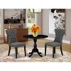 3-Piece Wire Brushed Black Solid Wood Top - Button Tufted Dining Room Set  - Seats 4 - 2 of 4