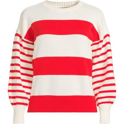 coral red/ivory stripes