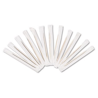 AmerCareRoyal Cello-Wrapped Round Wood Toothpicks, 2.5", Natural, 1,000/Box, 15 Boxes/Carton