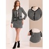 INSPIRE CHIC Women's Outfits Plaid Tweed Short Blazer and Skirt Suit Set 2 Pieces - 2 of 4