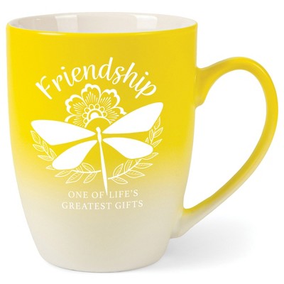 Elanze Designs Friendship: One Of Life'S Greatest Gifts Two Toned Ombre Matte Yellow and White 12 ounce Ceramic Stoneware Coffee Cup Mug