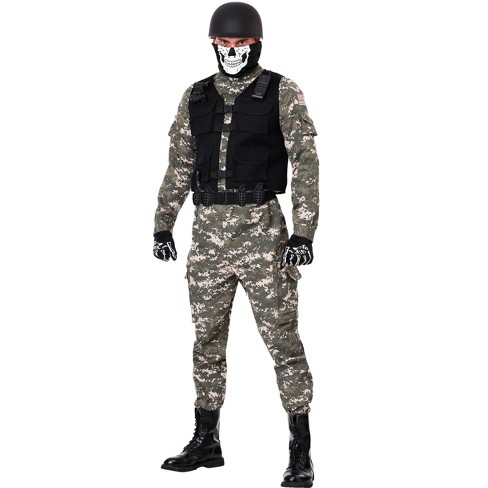 HalloweenCostumes.com Medium Men Battle Soldier Men's Costume, Green/Brown