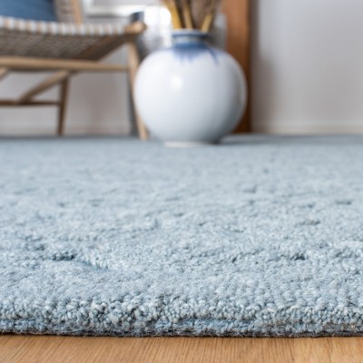 Blue Geometric Hand-Tufted Wool Area Rug 6' x 9'