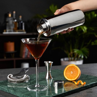 Viski Element Stainless Steel 24oz Cocktail Shaker with Strainer