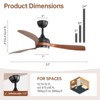 52 Inch Ceiling Fans with Lights and Remote Dimmable LED ABS Blades 6 Speeds Reversible DC Motor Noiseless Ceiling Fan for Bedroom Living Room Office - 4 of 4