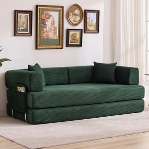 5-in-1 Convertible Sofa Bed, Modular Corduroy Sleeper Couch with Sturdy Frame, Futon for Living Room, Guest Room - 1 of 4