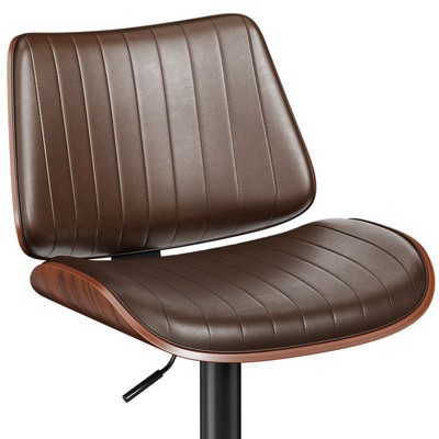 Gikpal Swivel Barstools for Kitchen Island with Bentwood Back & Leather Seat, Counter Height Bar Chair with Back & Footrest, for Kitchen, Dining Room