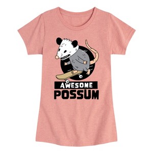 Girls' - Instant Message - Skateboarding Awesome Possum Fitted Short Sleeve Graphic T-Shirt - 1 of 4