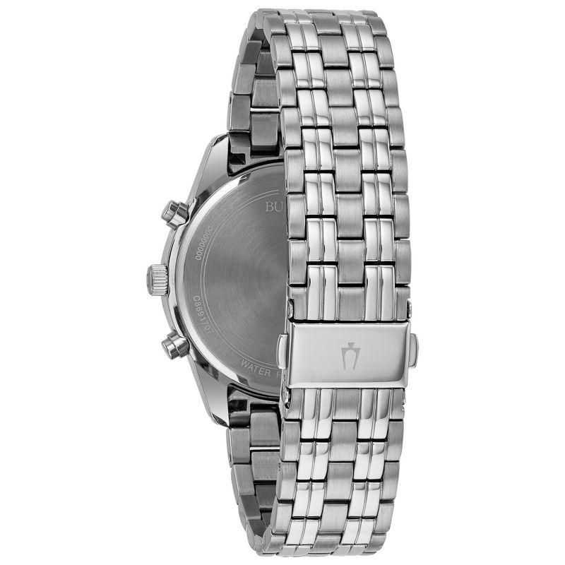 Bulova Men's Classic Diamond 6-Hand Chronograph Quartz Stainless Steel Watch, Black Dial 40mm, 4 of 5