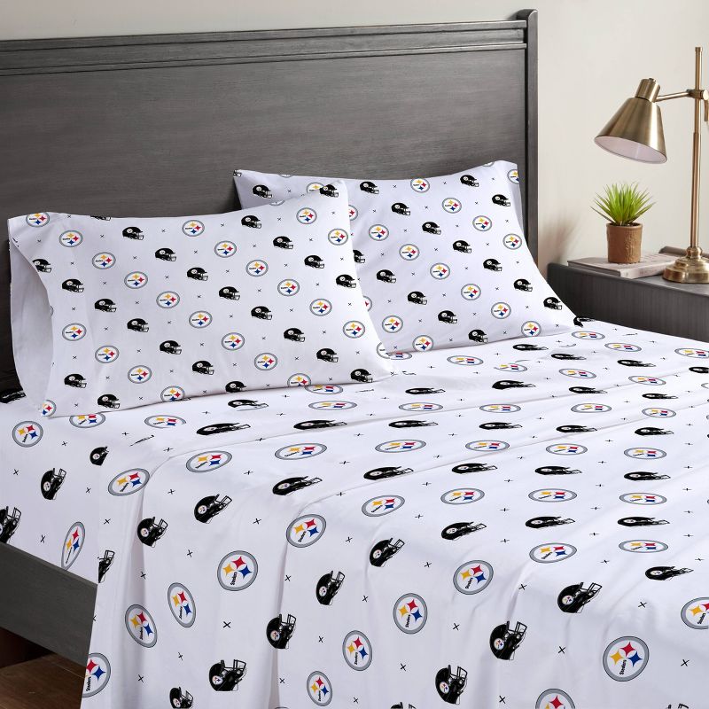 NFL Pittsburgh Steelers Small X Queen Sheet Set - 3pc, 1 of 4