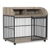 YOOCOZZ 44'' Heavy Duty Large Dog Crate, with Lockable Wheels, Wooden Dog Crate Dog Kennel, End Table Crate with Double layer storage-Gray - 4 of 4
