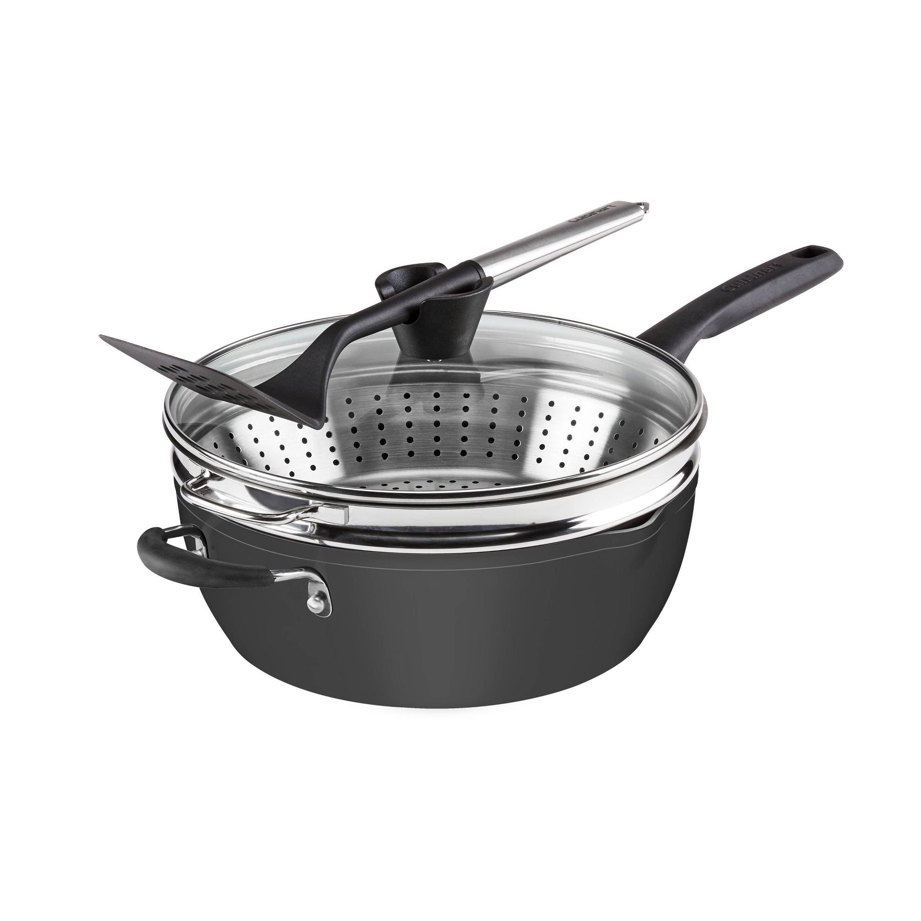 Cuisinart Preferred Pan 4pc Cookware Set Matte Black: Nonstick Ceramic, Dishwasher-Safe, Induction Compatible, Lifetime Warranty