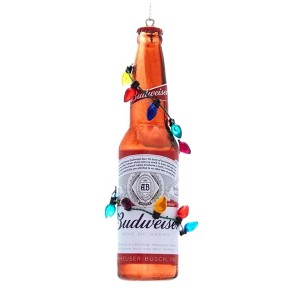 Kurt Adler Plastic Ornament for Christmas Tree, Budweiser Bottle with Lights - 1 of 2