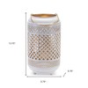 HomeRoots 14" White And Gold Pierced Lattice Metal Lantern Candle Holder - 3 of 4