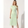Allegra K Women's Satin Cowl Neck Cap Sleeve Backless Twist Split Midi Cocktail Dress - 4 of 4