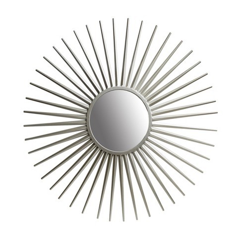 36 Sunray Wall Accent Mirror Silver, Sun Mirror Wall Decor Silver