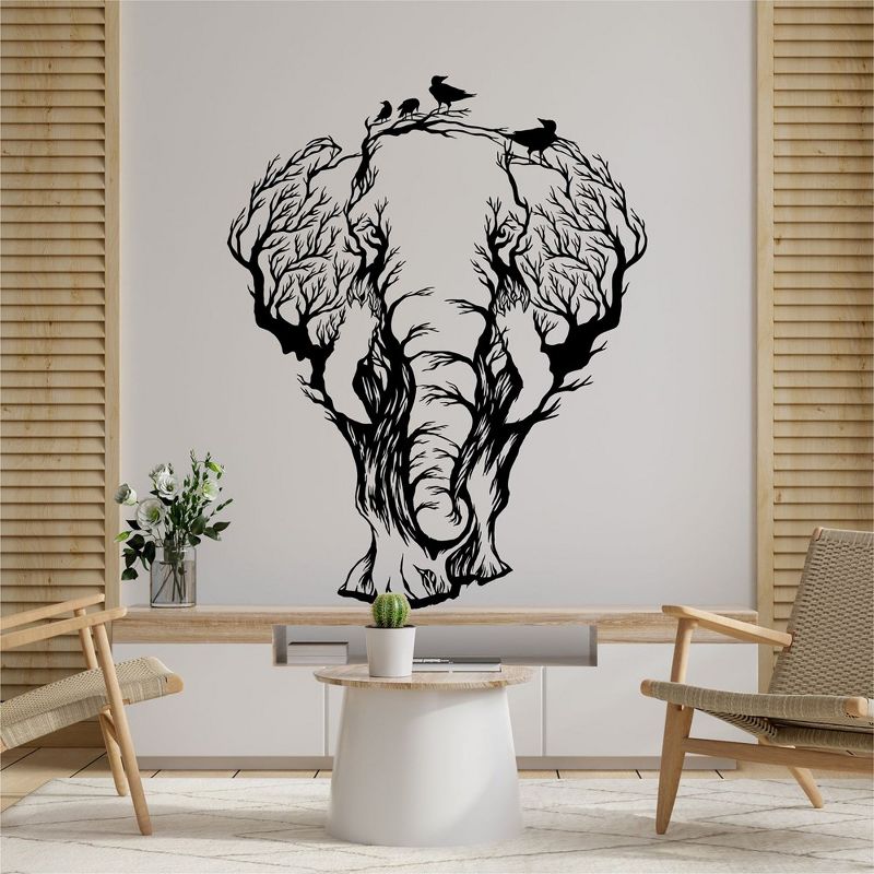 Sussexhome Elephant Metal Wall Decor for Home and Outside - Wall-Mounted Geometric Wall Art Decor - Drop Shadow 3D Effect Wall Decoration, 2 of 3