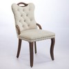 Zeus & Ruta Vintage Velvet Dining Chairs Set of 2 with Handmade Tufted Trim, Solid Wood Handles and Copper Nail Accents - 2 of 4
