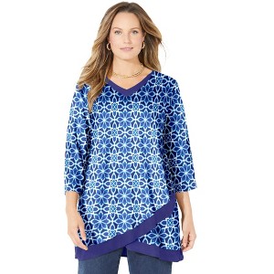 Catherines Women's Plus Size Layered Hem Top - 1 of 4