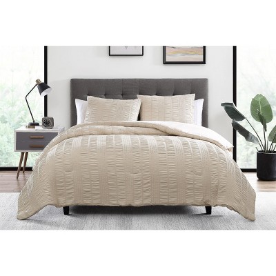 Kate Aurora Modern Accents Jodi Ruffled Embossed 3 Piece Comforter & Pillow Shams Set