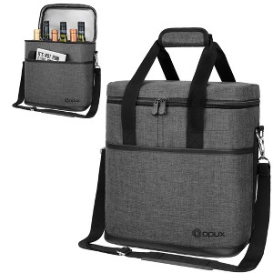 OPUX Wine Bag, 4,6 Bottle Cooler Insulated Tote Carrier Travel Picnic BYOB, Leakproof Padded Portable Party Christmas Gift - 1 of 4