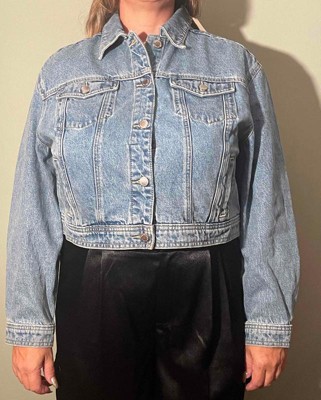 Women's Cropped Denim Jacket - Universal Thread™ Medium Wash XS