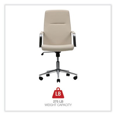 Contemporary White Leather Task Chair with Chrome Accents