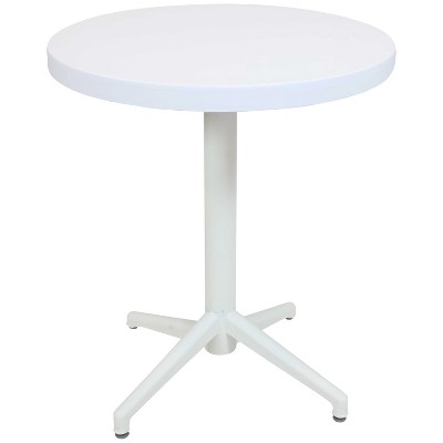 Sunnydaze 31"H Round Plastic All-Weather Commercial-Grade Patio Bar Table with Foldable Design, White