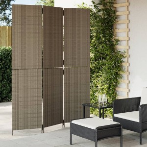 vidaXL Room Divider 3 Panels Gray Poly Rattan - 1 of 4