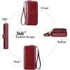Women's fashionable pink synthetic leather wrist guard wallet with snap button and zipper closure,compact card holder and phone compartment - 4 of 4