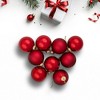 Northlight 2-Finish Glass Ball Christmas Ornaments - 2.5" (65mm) - Apple Red - 9ct - 3 of 4