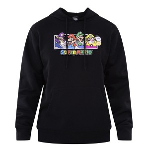 Seven Times Six Super Mario Sweatshirt Men's Brothers and Friends Logo Design Hoodie Black - 1 of 4