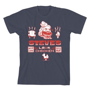Minecraft Movie Steve's Lava Chicken Restaurant Youth Navy Crew Neck Short Sleeve T-shirt - 1 of 2