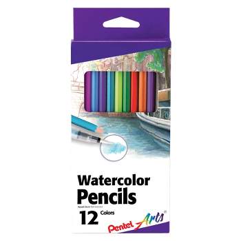 Pentel Arts Watercolor Pencils, Assorted Colors, Set of 12