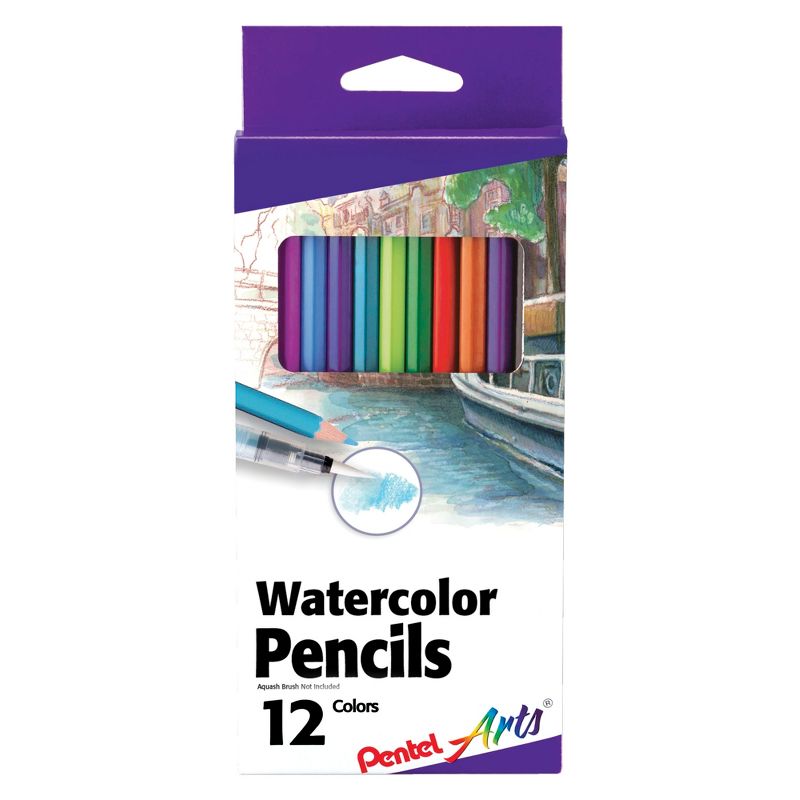 Pentel Arts Watercolor Pencils, Assorted Colors, Set of 12, 1 of 2