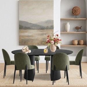 7 Piece Dining Set for 6,Black Extendable Dining Table with 6 Upholstered Armless Dining Chairs for Dining Room,Kitchen-Maison Boucle - 1 of 4