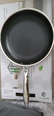 HexClad 10 inch Hybrid Stainless Steel Frying Pan with Glass Lid, Nonstick  