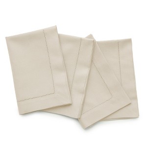 Solino Home Cotton and Linen Hemstitch Dinner Napkins - 1 of 4