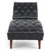 60.24" PU Upholstered Chaise Lounge with Rolling Pillow and Birch Gourd Legs - 3 of 4