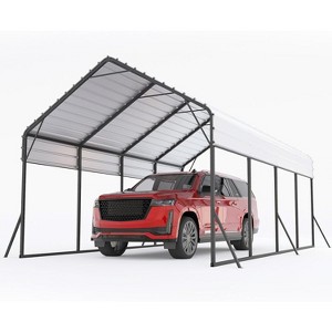 13'x21'x11' Heavy Duty Metal Carport - Oversized All-Weather Steel Shelter for Trucks, Boats, 600 Lbs Capacity, Permanent Outdoor Protection - 1 of 4