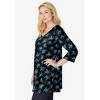 Woman Within Plus Size Perfect Printed Three-Quarter-Sleeve V-Neck Tunic - 4 of 4