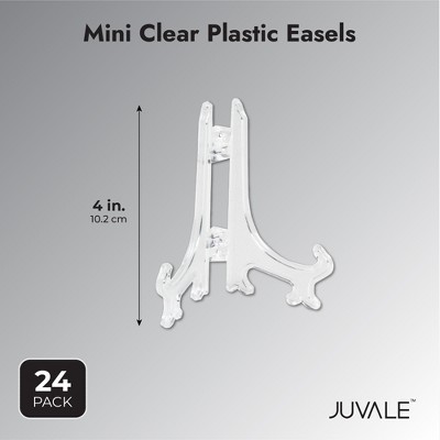 Clear Plastic Mini Easels for Photos and Cards, 4-Inch, 24 Pack