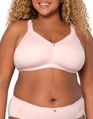 Curvy Couture Women's Cotton Luxe Unlined Wireless Bra Blushing Rose 36d :  Target